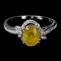 925 Pierścionek r 17 srebrny naturalny żółty szafir cyrkonie