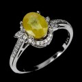 925 Pierścionek r 17 srebrny naturalny żółty szafir cyrkonie