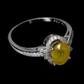 925 Pierścionek r 17 srebrny naturalny żółty szafir cyrkonie