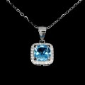 Piękny elegancki naszyjnik delikatny cyrkonie topaz Swiss Blue naturalny