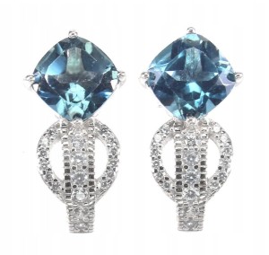 925 Srebro delikatne kolczyki topazy london blue 5