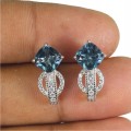 925 Srebro delikatne kolczyki topazy london blue 5