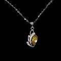 925 Delikatny elegancki srebrny naszyjnik cyrkonie żółty szafir naturalny