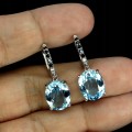 3 Srebrne delikatne wiszące kolczyki natural topazy sky blue czarne spinele