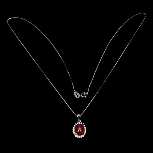 925 Zjawiskowy naszyjnik naturalny rubin cyrkonie delikatny elegancki