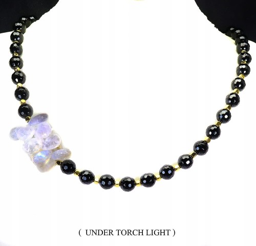 925 Srebrny zjawiskowy naszyjnik naturalne czarne spinele biały kwarc