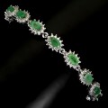 925 Bransoletka elegancka srebrna naturalne szmaragdy cyrkonie