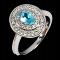 Srebrny pierścionek r 11 naturalny apatyt paraiba blue białe topazy