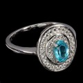 Srebrny pierścionek r 11 naturalny apatyt paraiba blue białe topazy