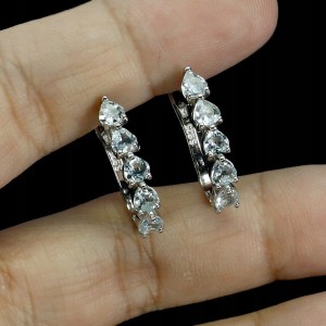 Srebrne delikatne eleganckie kolczyki akwamaryny naturalne 925 3 serce