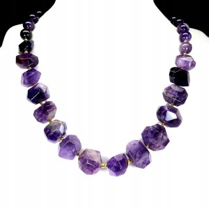 925 Srebrny piękny zjawiskowy naszyjnik naturalne ametysty