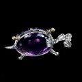 Wisiorek srebrny 925 naturalny 43ct ametyst żółw diopsydy
