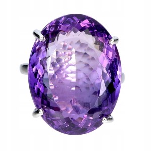 Zjawiskowy pierścionek srebrny naturalny ogromny 32ct ametyst r 18 925
