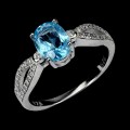 925 Delikatny srebrny pierścionek swiss blue topaz cyrkonie r 16.5