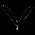 925 Srebrny elegancki naszyjnik delikatny naturalny ognisty opal cyrkonie