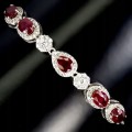 Delikatna elegancka srebrna bransoletka 925 naturalne rubiny cyrkonie