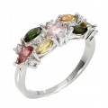 925 Delikatny srebrny pierścionek naturalne turmaliny r 17