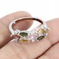 925 Delikatny srebrny pierścionek naturalne turmaliny r 17