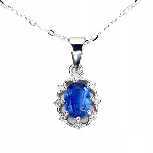 Delikatny naszyjnik białe topazy kianit srebrny naturalny 925