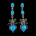 Srebrne 925 piękne kolczyki pająk turkusy markazyty naturalne 3