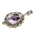 Srebrny zjawiskowy wisiorek naturalny 43ct ametryn granaty oliwiny szafiry