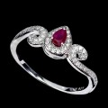 925 Srebrny delikatny pierścionek r 19.5 naturalny rubin cyrkonie
