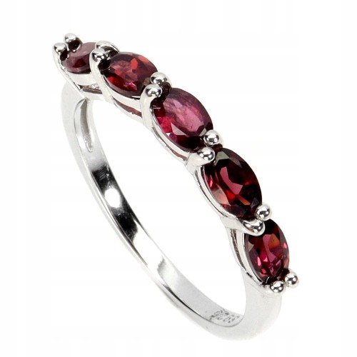 925 Pierścionek r 19 delikatny srebrny naturalne granaty rodolity