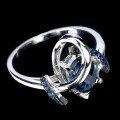 925 Srebrny elegancki delikatny pierścionek topaz london blue cyrkonie r 20