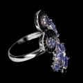 925 Pierścionek elegancki naturalne tanzanity czarne spinele r 14
