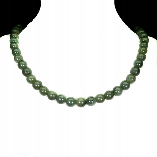 Zjawiskowy srebrny naszyjnik naturalne jadeity 925