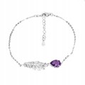 Bransoletka delikatna 925 naturalny ametyst cyrkonie elegancka