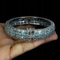 925 Zjawiskowa srebrna bransoletka naturalne niebieskie cyrkony 17.5 cm
