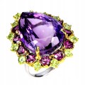Zjawiskowy pierścionek naturalny ogromny 40ct ametyst granaty r 17 925