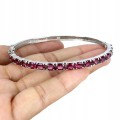 925 Srebrna bransoletka naturalne granaty rodolity elegancka obwód 17cm