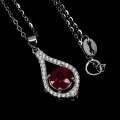 Delikatny 925 srebrny naszyjnik naturalny rubin cyrkonie elegancki
