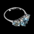 925 Pierścionek srebrny delikatny naturalne sky blue topazy serce r 14