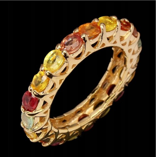 Pierścionek szafiry Songea srebro 925 natural r 14