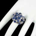 Silver ring, 925 sapphires, size 16.5 cubic zirconia