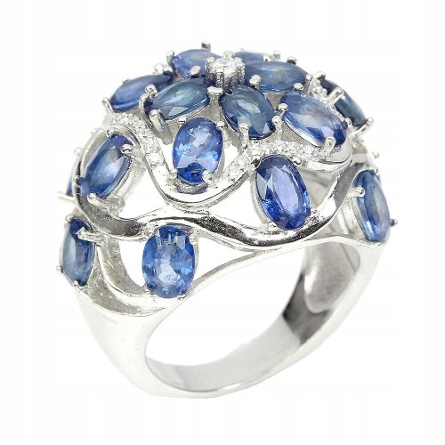 Silver ring, 925 sapphires, size 16.5 cubic zirconia