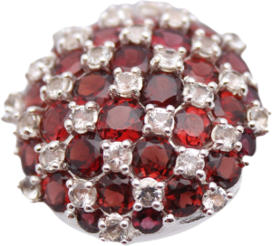 Pierścionek naturalne granaty białe topazy r 16.5