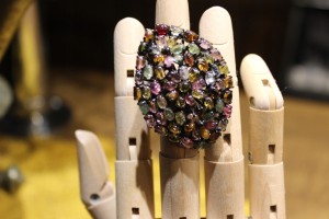 Pierścionek srebrny naturalne turmaliny r 19