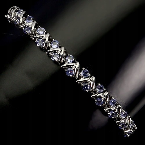 925 Zjawiskowa elegancka bransoletka srebrna naturalne tanzanity
