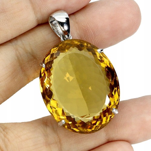 Srebrny zjawiskowy wisiorek 71ct cytryn naturalny 925