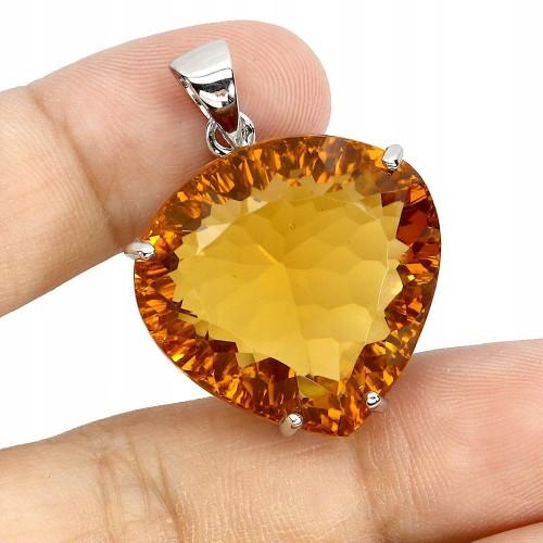 Srebrny zjawiskowy wisiorek 49.5ct cytryn syntetyczny 925