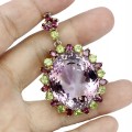 Srebrny zjawiskowy wisiorek naturalny 87ct ametryn granaty oliwiny