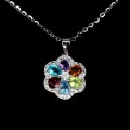 Naszyjnik kwiat delikatny naturalny cytryn ametyst topaz granaty oliwin 925