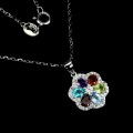 Naszyjnik kwiat delikatny naturalny cytryn ametyst topaz granaty oliwin 925