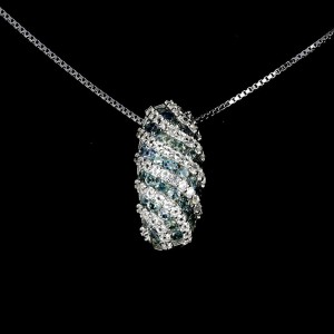 925 Naszyjnik srebrny naturalne niebieskie szafiry białe topazy elegancki