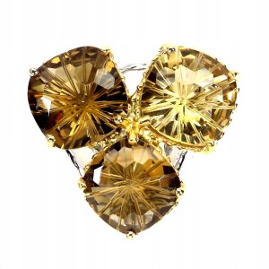 925 Pierścionek srebrny zjawiskowy naturalne 26ct cytryny r 17