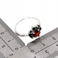 Pierścionek elegancki srebro 925 naturalny granat czarne spinele r 15